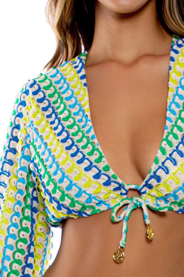 Luli Fama ISLAND BLUES - Bell Sleeve Crop Top & Seamless Full Tie Side Bottom • – Luli Fama