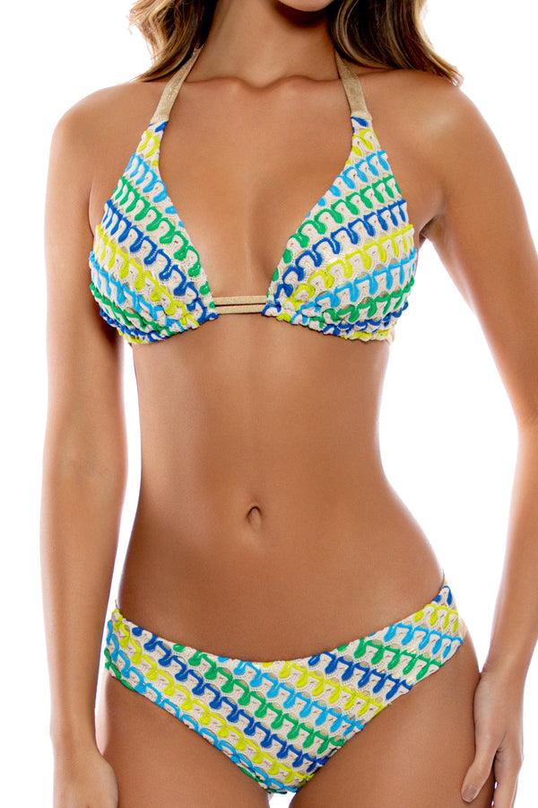 Luli Fama ISLAND BLUES - Triangle Halter Top & Seamless Full Ruched Back Bottom – Luli Fama