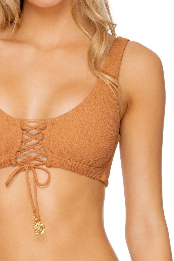 Luli Fama JAGGED BOMBSHELL - Lace Up Bralette & High Leg Brazilian Bottom • Cara – Luli Fama
