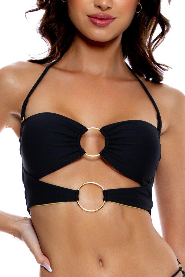 Luli Fama JETSET LULI Double Loop Bandeau & Strappy Loop Bottom - Black – Luli Fama