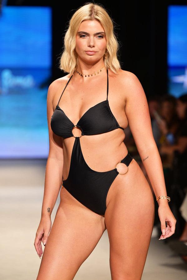 Luli Fama JETSET LULI - Ring Bandeau Monokini • Black Runway – Luli Fama