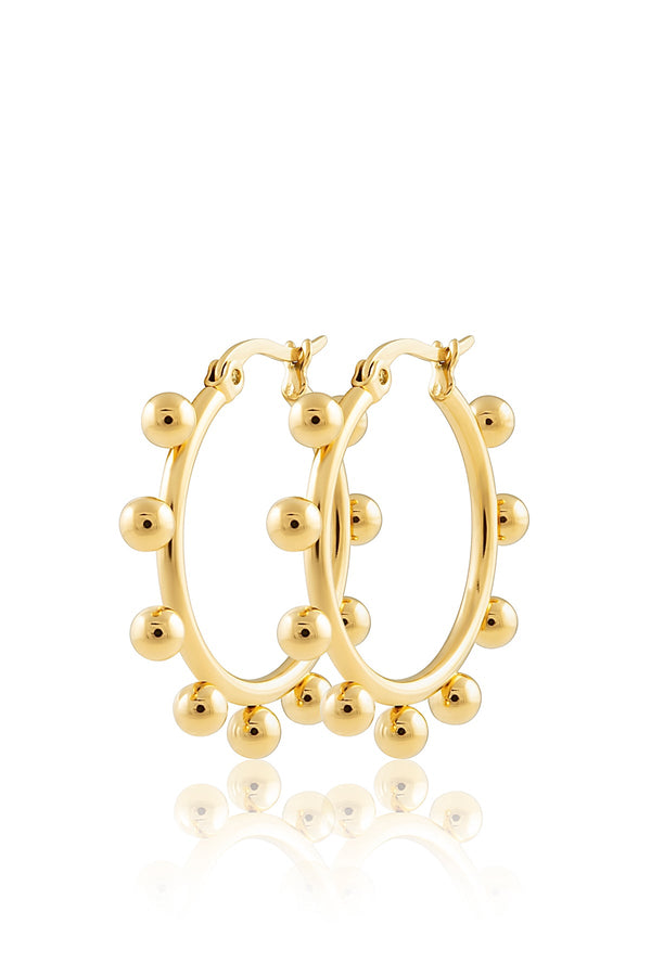 luli fama JEWELRY - Erin Studded Hoops - Small • Gold – Luli Fama