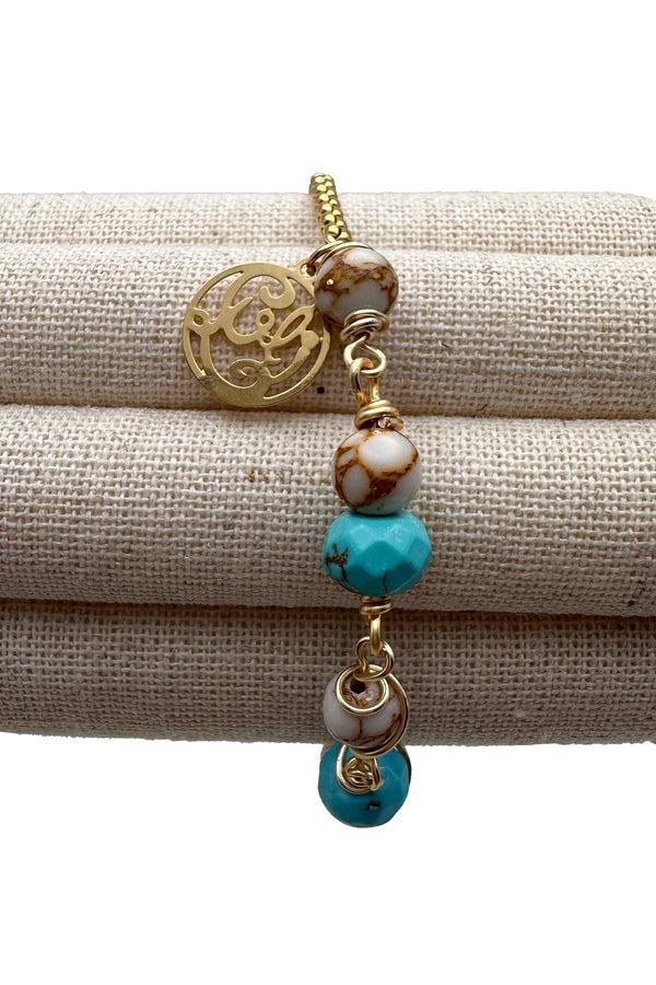 Luli Fama JEWELRY - Howlite And Pearl Beaded Anklet • Gold – Luli Fama