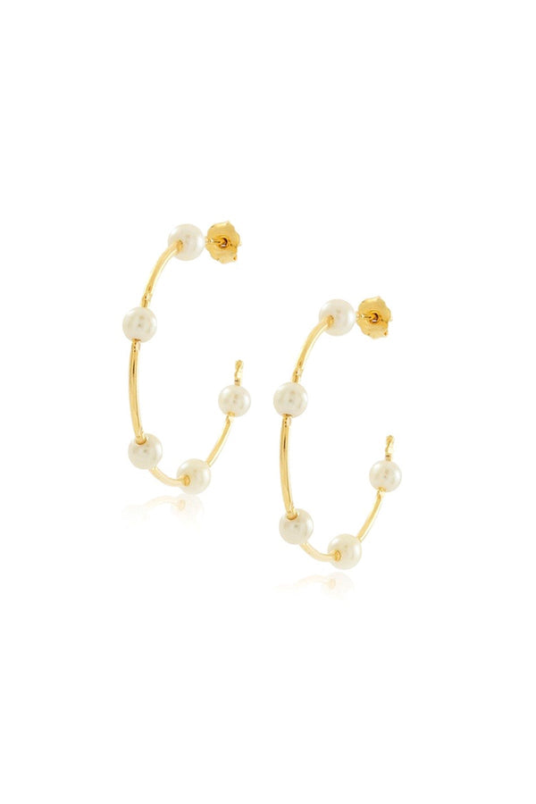 luli fama JEWELRY - Molly Pearl Hoops • Gold – Luli Fama