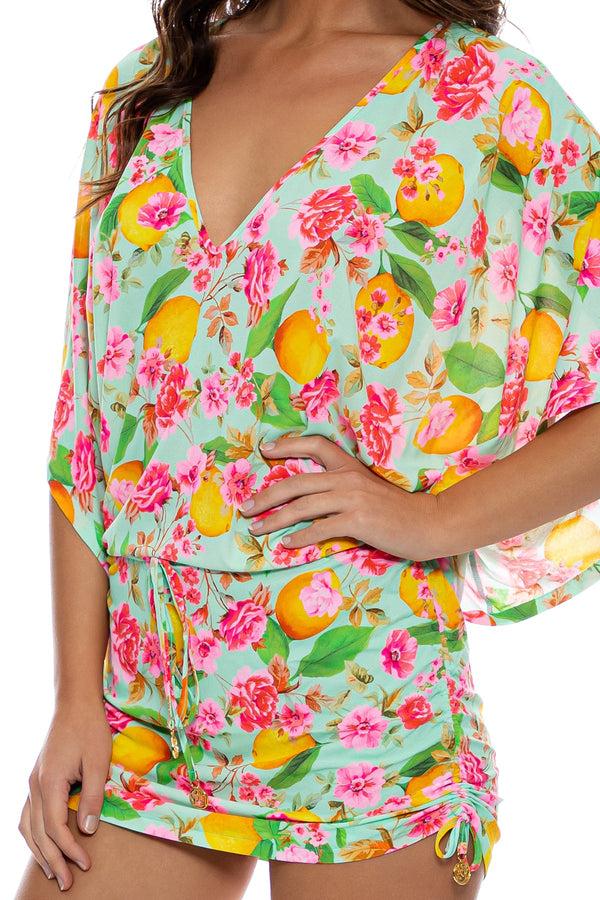Luli Fama LIMONCELLO - Cabana V Neck Dress • Multicolor – Luli Fama