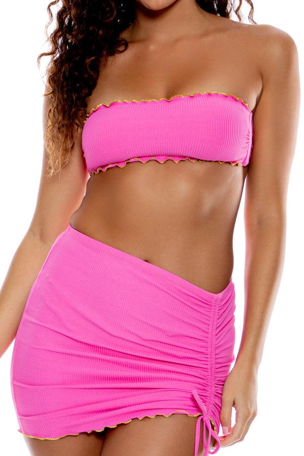 Luli Fama LULI ADORE - Wavy Luxe Stitch Free Form Bandeau Top & Wavy Luxe Stitch – Luli Fama