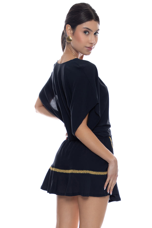 Luli Fama LULI CHIC - Playera Ruffle Dress • Black – Luli Fama