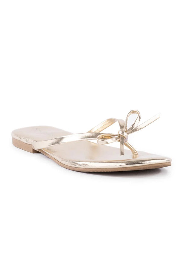 luli fama SHOES - Bow Detail Sandal • Gold – Luli Fama