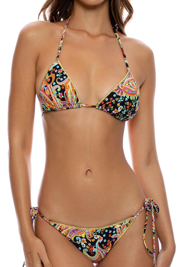 Luli Fama LULI GYPSY - Triangle Top & Wavy Ruched Back Tie Side Bottom • Multico – Luli Fama