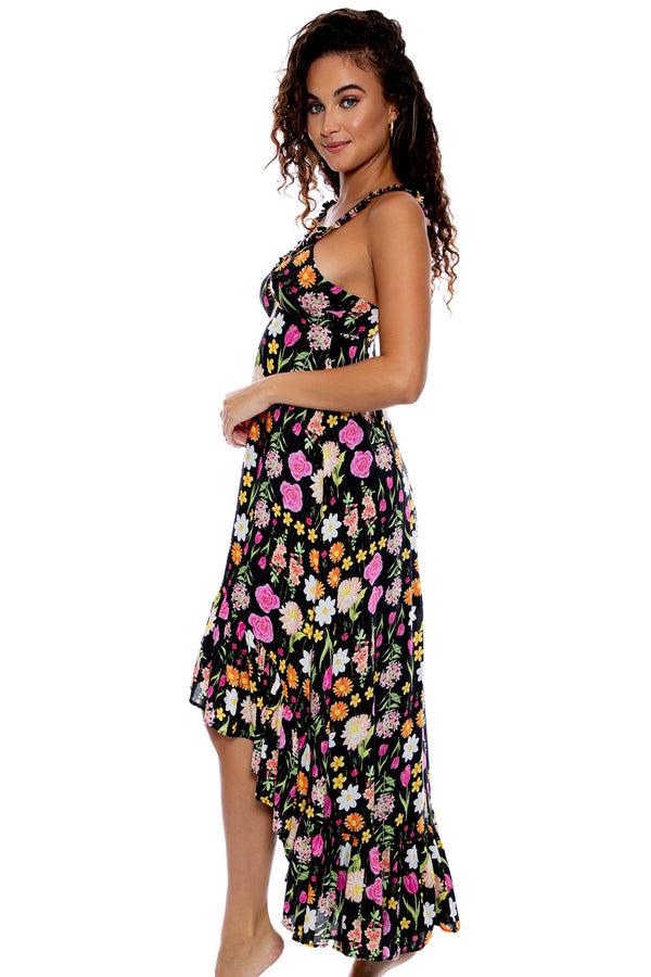 Luli Fama LULI'S SECRET GARDEN - Deep V High Low Dress • Multicolor – Luli Fama