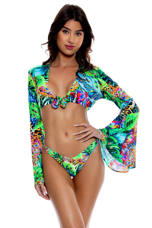 luli fama LULI'S SELVA - Bell Sleeve Crop Top & High Leg Brazilian Bottom • Mult – Luli Fama