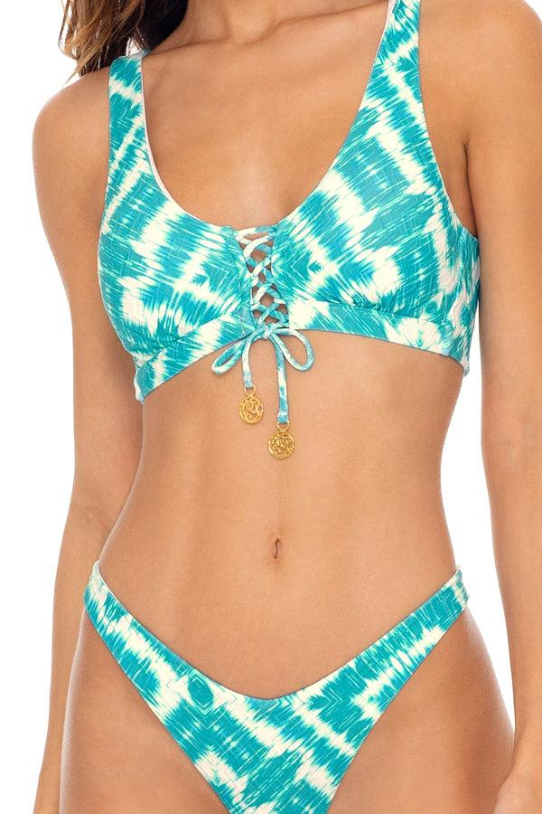 Luli Fama MERMAID WISHES - Lace Up Bralette & High Leg Bottom • Multicolor – Luli Fama