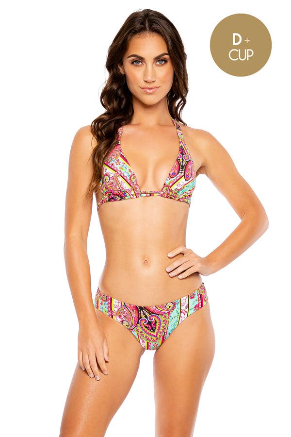 luli fama MIAMI BOUND - Triangle Halter Top & Seamless Full Ruched Back Bottom • – Luli Fama