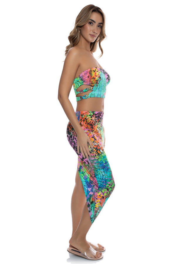 Luli Fama MIAMI MYSTIQUE - Double Knotted Side Cut Out Crop Top & Asymmetrical W – Luli Fama