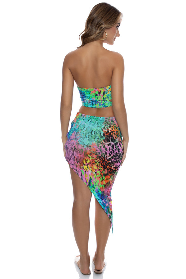 Luli Fama MIAMI MYSTIQUE - Double Knotted Side Cut Out Crop Top & Asymmetrical W – Luli Fama