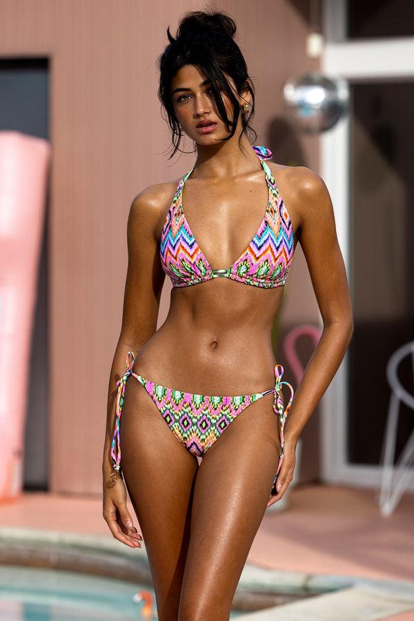 luli fama MIAMI SORBET Triangle Halter Top & Tie-Side Bottom – Luli Fama