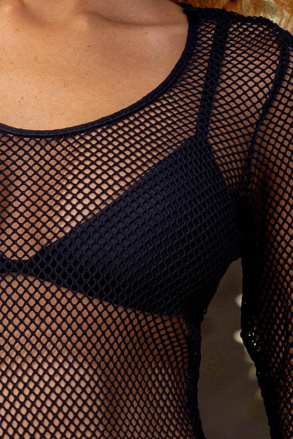 Luli Fama MY NET OR YOURS - Long Sleeve Mini Dress • Black – Luli Fama