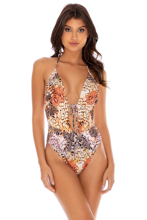 Luli Fama Natural Snake Skins - One-Piece Bodysuit - Center Tie – Luli Fama
