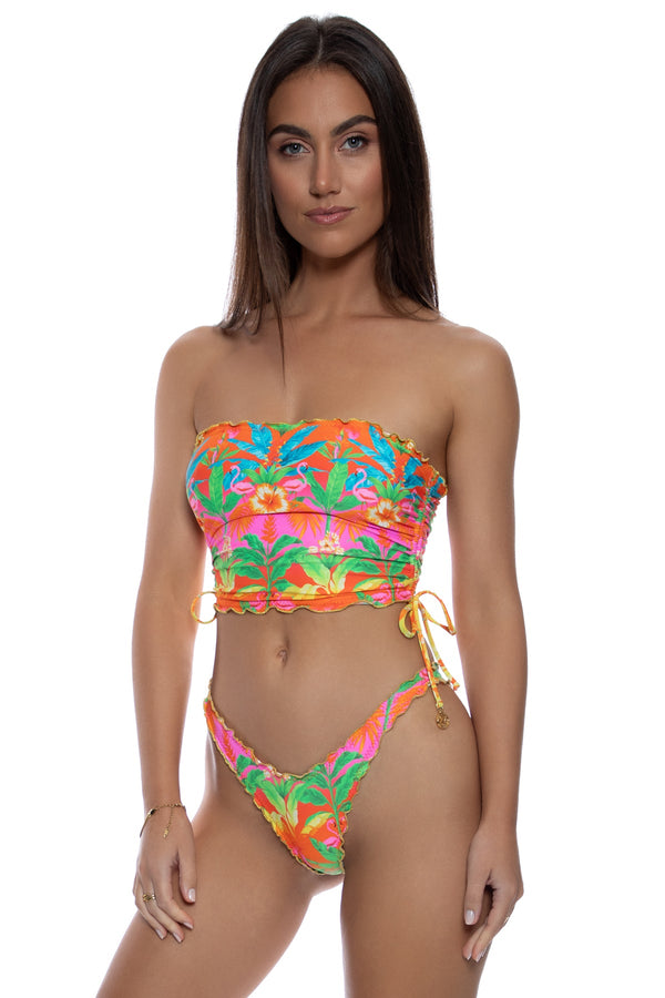 Luli Fama PALM BREEZE - Wavy Luxe Stitch Drawstring Tube Top & Wavy Luxe Stitch – Luli Fama
