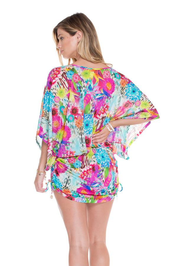 Luli Fama PARAISO - Cabana V Neck Dress • Multicolor – Luli Fama