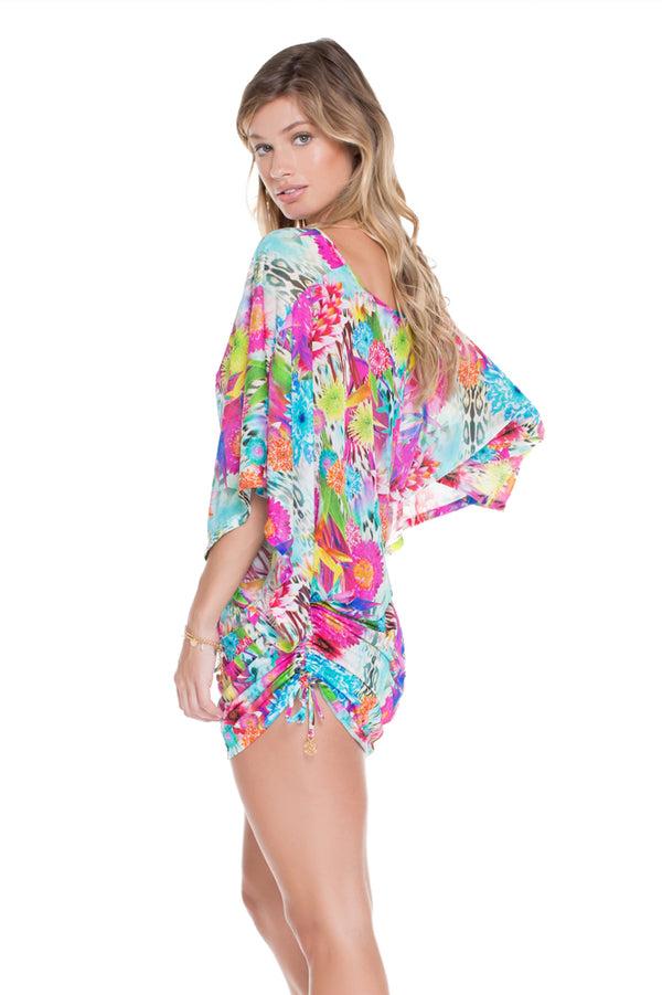 Luli Fama PARAISO - Cabana V Neck Dress • Multicolor – Luli Fama