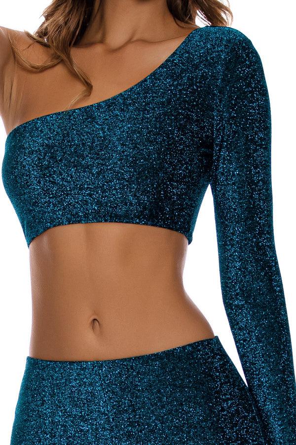 Luli Fama READY TO WEAR - Crop Top & Flare Pant • Deep Teal – Luli Fama