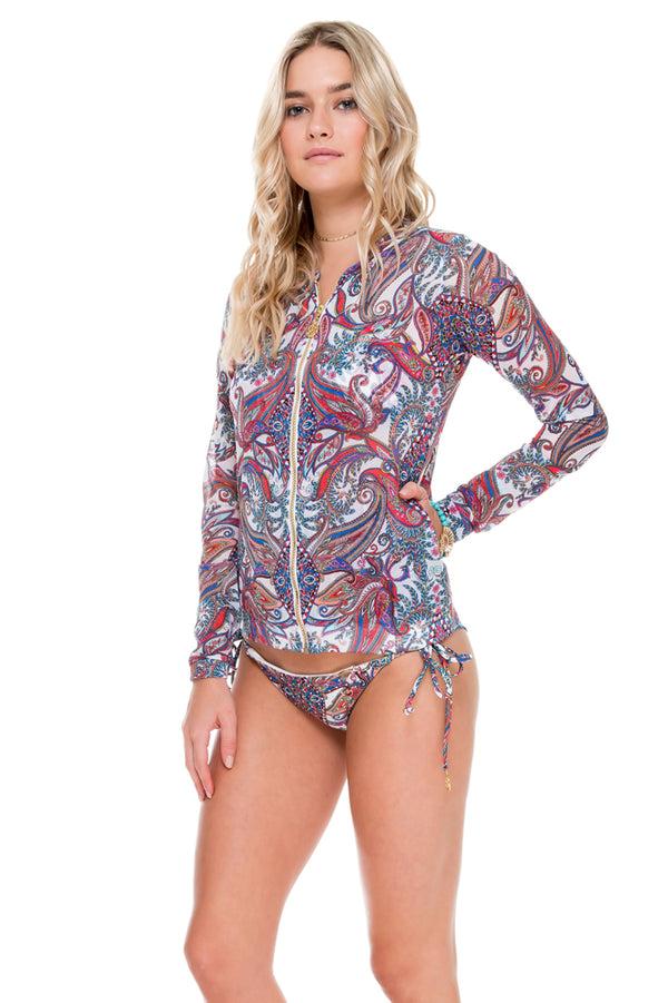 Luli Fama REBELDIA - Bomber Jacket & Wavey Ruched Back Brazilian Tie Side Bottom – Luli Fama