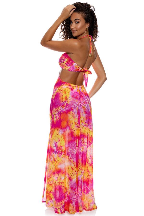 Luli Fama RETRO DREAM - Bandeau Cut Out Dress • Multi Pink – Luli Fama