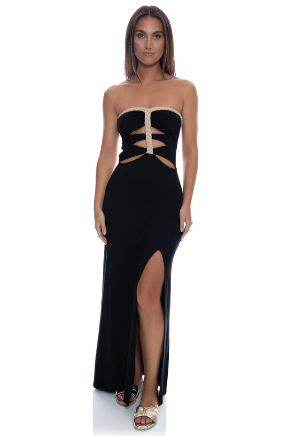 Luli Fama SAIL ON - Braided Long Dress • Black – Luli Fama