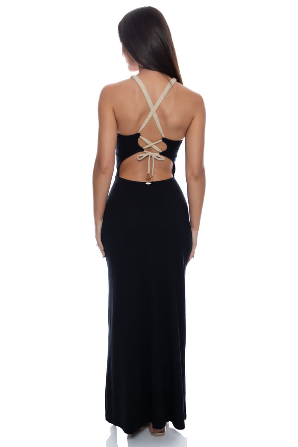Luli Fama SAIL ON - Braided Long Dress • Black – Luli Fama