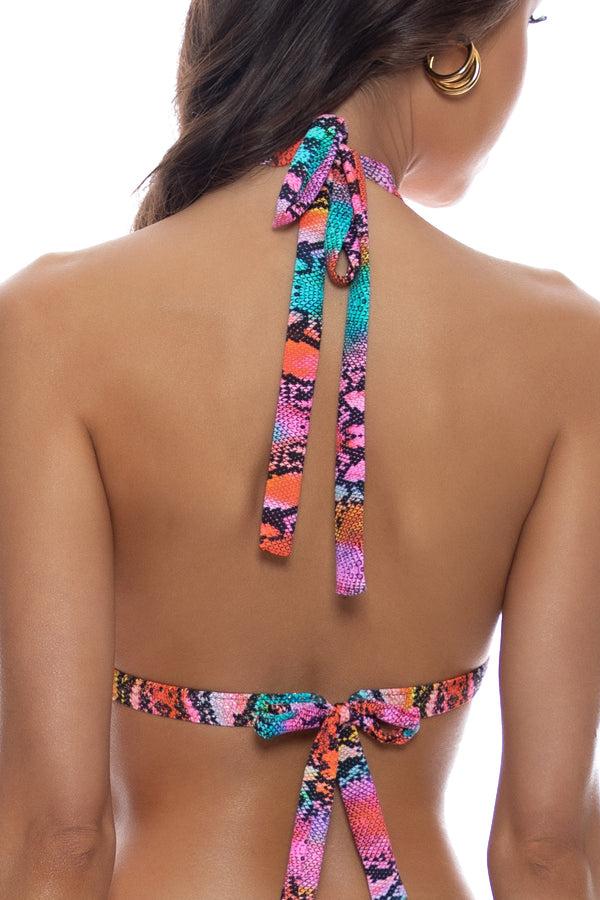 Luli Fama SEXY SEÑORITA - Triangle Halter Top & Wavy Ruched Back Tie Side Bottom – Luli Fama