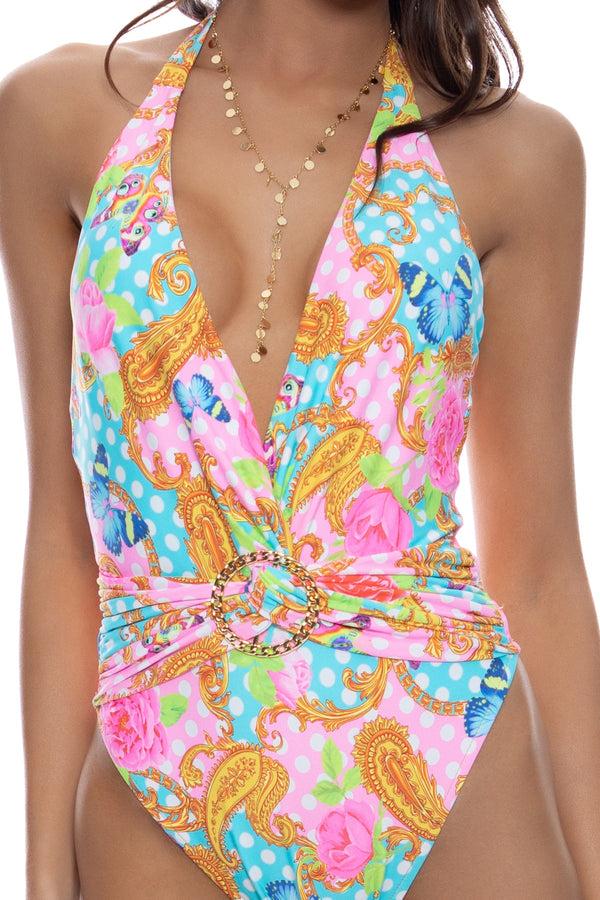 Luli Fama SHE'S CUTE - Deep V Ring One Piece • Multicolor – Luli Fama