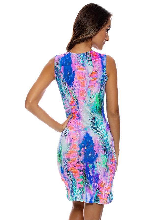 Luli Fama SHE'S ELECTRIC - Hi Lo Scrunch Dress • Multicolor – Luli Fama