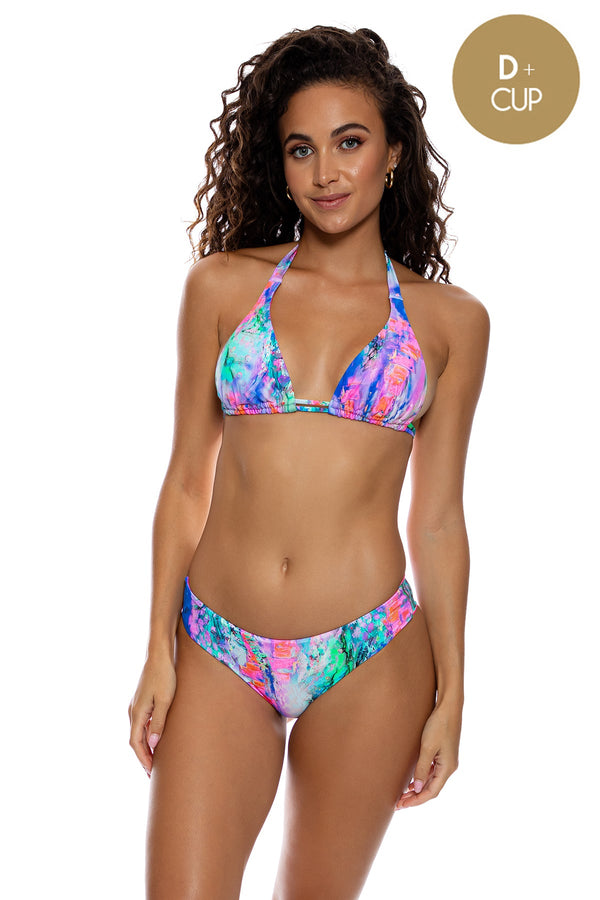 luli fama SHE'S ELECTRIC - Triangle Halter Top & Seamless Full Ruched Back Botto – Luli Fama