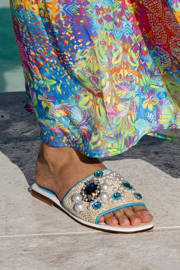 Luli Fama SHOES - Verano Sandal • Blue Multi – Luli Fama