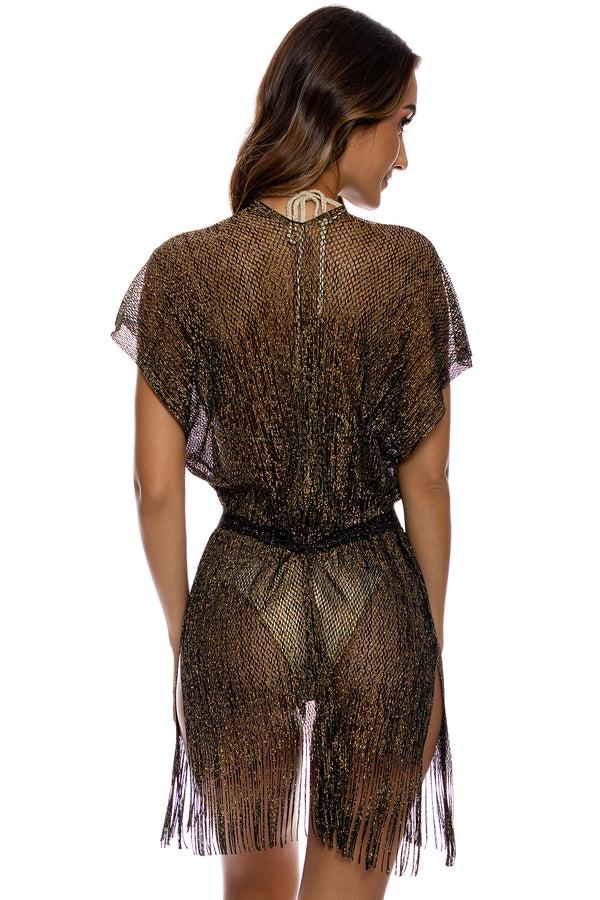 Luli Fama SIREN DREAM - Short Caftan • Black Gold – Luli Fama
