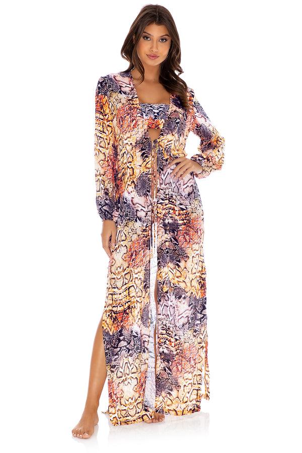 luli fama Skins Long Tunic & Swim Cover-Up - Snake – Luli Fama