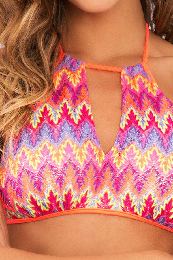 Luli Fama SONG OF THE SEA - Key Hole Halter Top & Braided Lo Rise Hipster Bottom – Luli Fama