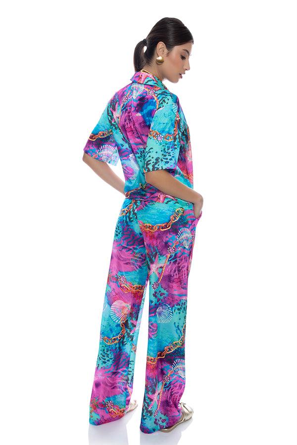 Luli Fama TREASURE Collared Button Up Shirt & Pant - Multicolor – Luli Fama