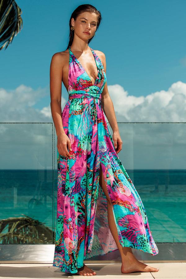 Luli Fama TREASURE Convertible Maxi Dress - Multicolor – Luli Fama