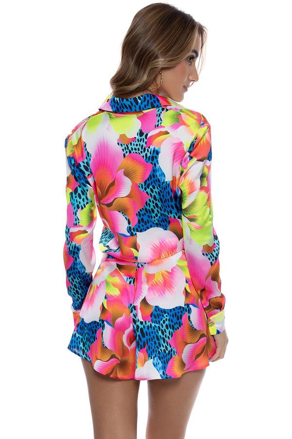 Luli Fama TROPICAL ILLUSIONS - Blouse & Short • Multi Blue – Luli Fama