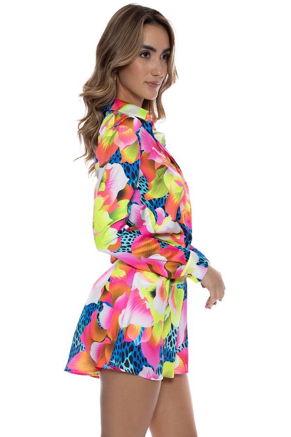 Luli Fama TROPICAL ILLUSIONS - Blouse & Short • Multi Blue – Luli Fama