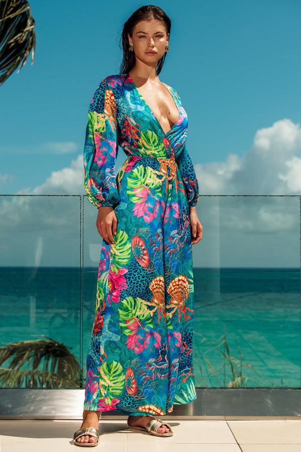 Luli Fama TROPICAL SIREN Long Sleeve Jumpsuit - Multicolor – Luli Fama