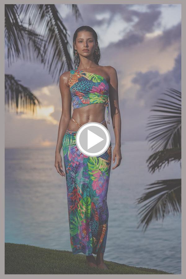 Luli Fama TROPICAL SIREN One Shoulder Top & Maxi Skirt - Multicolor – Luli Fama
