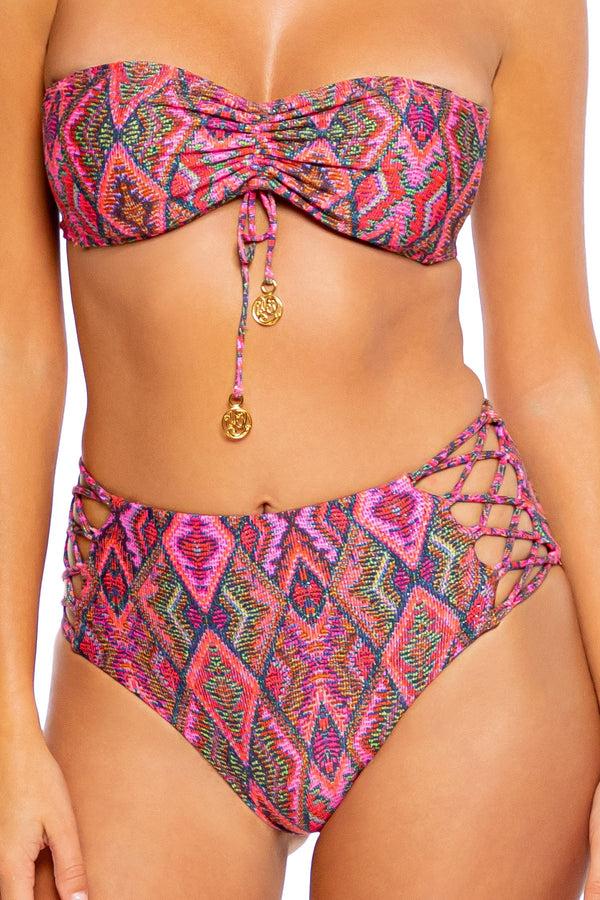 Luli Fama VAMOS A CABOS - Bandeau Top & High Rise Full Bottom • Multicolor – Luli Fama