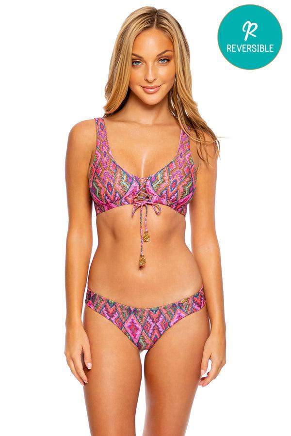 luli fama VAMOS A CABOS - Lace Up Bralette & Seamless Wavey Ruched Back Bottom • – Luli Fama