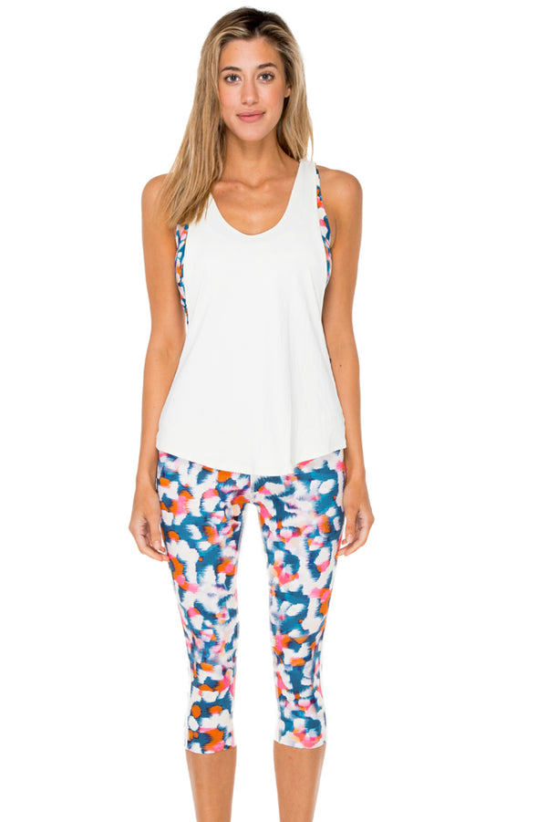 luli fama VIA BLANCA - Inner Top Racer Back Overlay Tank & Stripe Panel Inner Th – Luli Fama