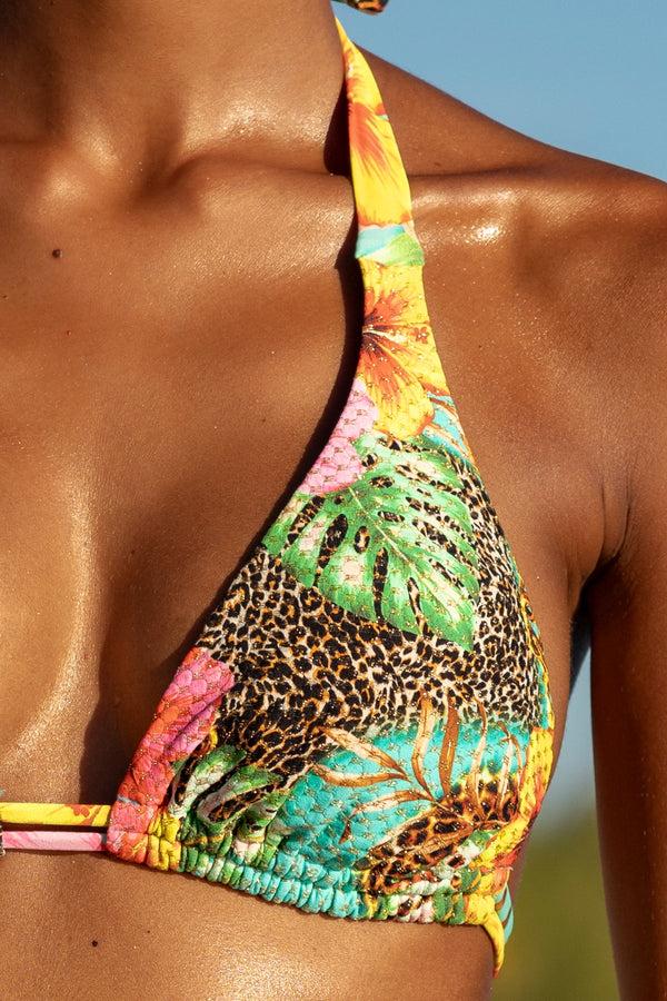 Luli Fama VISIONS OF PARADISE - Triangle Halter Top & Seamless Wavy Ruched Back – Luli Fama