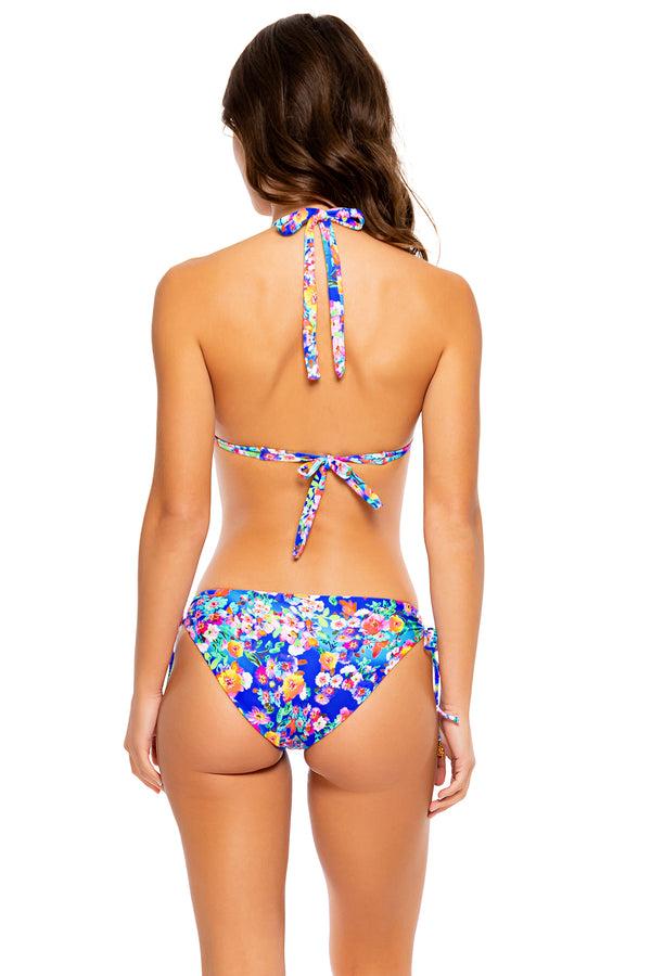 Luli Fama WATER BLOSSOMS - Triangle Halter Top & Drawstring Side Full Bottom • M – Luli Fama