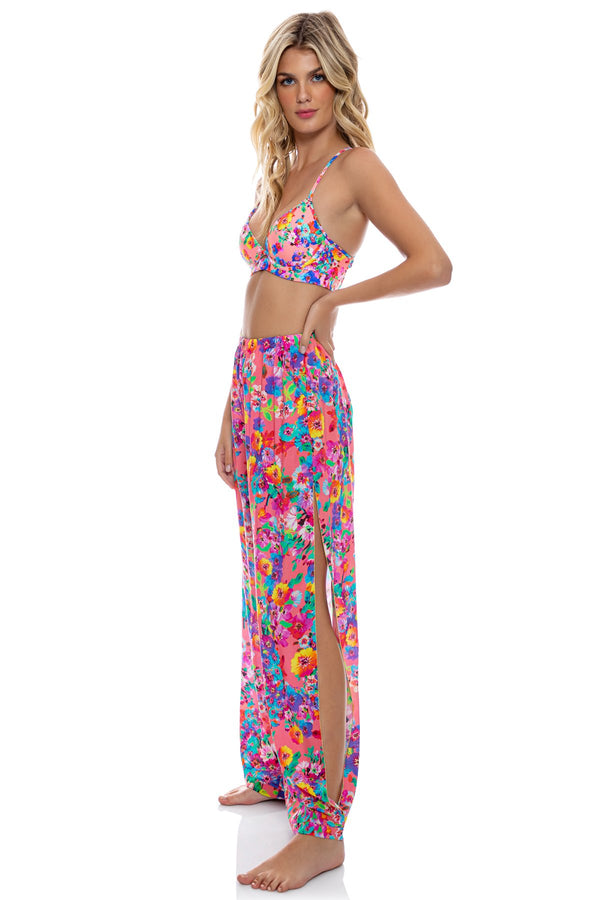 Luli Fama WATER BLOSSOMS - Underwire Top & Split Side Wide Leg Pant • Electric C – Luli Fama